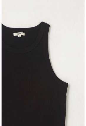 Topmark Camiseta Manga Sisa Negra De Silueta Ajustada Para Mujer
