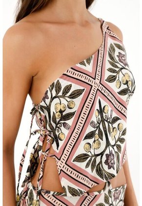 Topmark Camisa Estampada De Cuello Clásico Tipo Crop Para Mujer