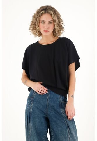 Topmark Camiseta Con Prenses En Delantero Negra Para Mujer topmark