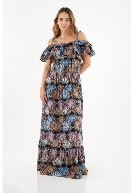 Topmark Vestido Estampado Con Boleros Decorativos Para Mujer