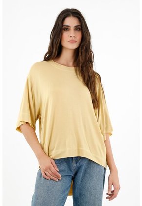 Topmark Camiseta Amarilla Con Ruedo Largo Para Mujer