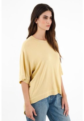 Topmark Camiseta Amarilla Con Ruedo Largo Para Mujer