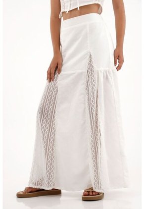 Topmark Falda Larga Con Detalles En Tela Tejida Crudo Para Mujer