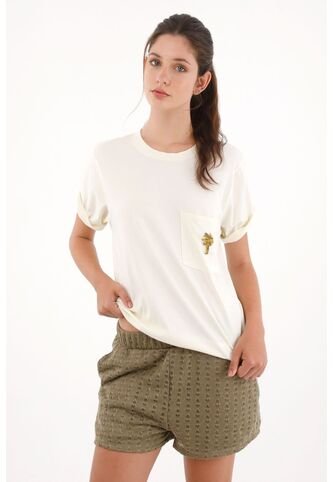 Topmark Camiseta En 100% Algodón Con Bolsillo Crudo Para Mujer topmark