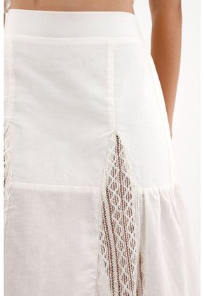 Topmark Falda Larga Con Detalles En Tela Tejida Crudo Para Mujer