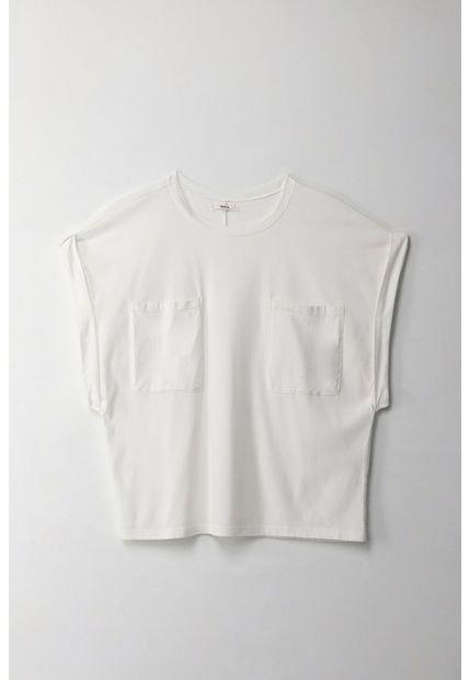 Camiseta Manga Sisa Con Bolsillo Crudo Para Mujer