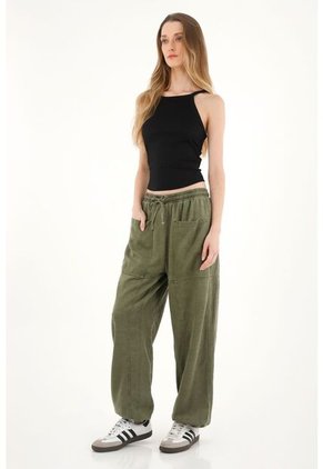 Topmark Pantalón Oversize Con Pretina Elástica Verde Para Mujer