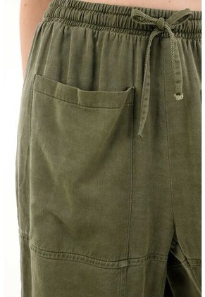 Topmark Pantalón Oversize Con Pretina Elástica Verde Para Mujer