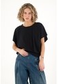 Topmark Camiseta Con Prenses En Delantero Negra Para Mujer de topmark