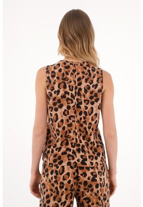 Topmark Chaleco Con Cortes Decorativos De Animal Print Para Mujer