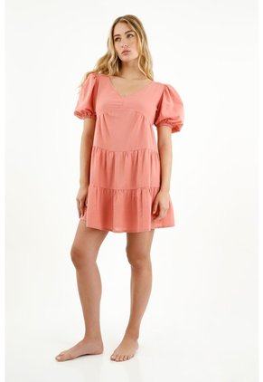 Topmark Vestido Naranja Con Cortes Para Mujer