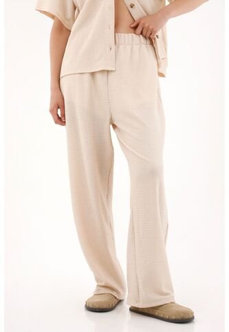 Pantalón Recto Crudo En Tejido De Punto Para Mujer topmark