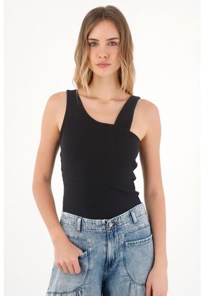 Topmark Camiseta Con Escote Asimétrico Negra Para Mujer