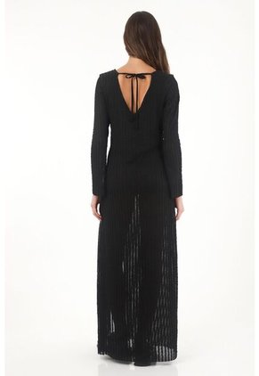 Topmark Vestido Largo Semiajustado Con Abertura Negro Para Mujer