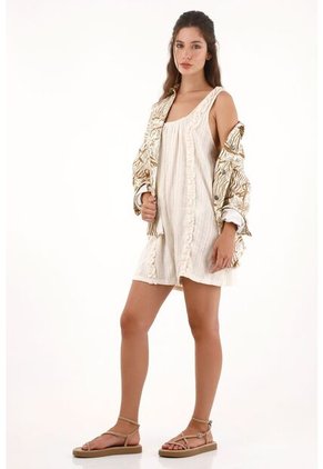 Topmark Enterizo Corto Tipo Mono Crudo Para Mujer