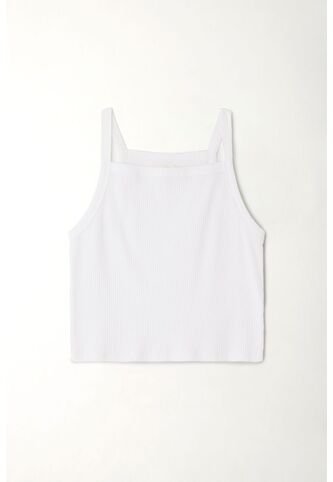 Topmark Camiseta Crop Ajustada Blanca Para Mujer topmark