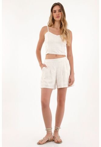 Topmark Crop En Tela Bordada Crudo Para Mujer topmark