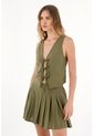 Topmark Camisa Con Ajuste De Tiras En Frente Verde Para Mujer de topmark