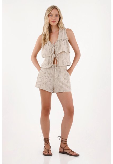 Topmark Short En Tela Estampada Verde Para Mujer