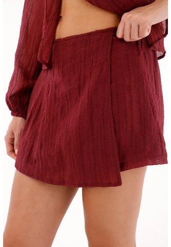 Topmark Falda Short Con Prenses Y Textura Roja Para Mujer topmark