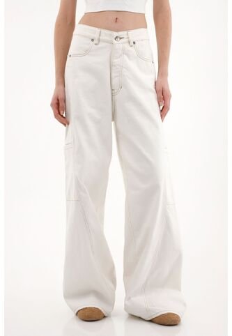 Topmark Jean Wide Leg Tiro Alto Crudo Para Mujer topmark