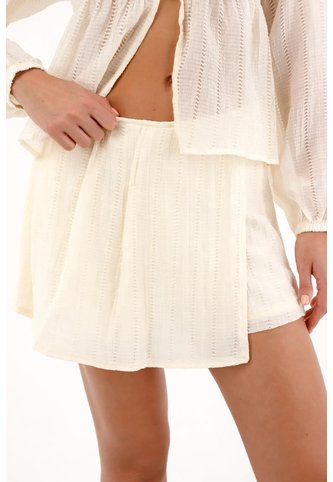Topmark Falda Short Con Prenses Y Textura Crudo Para Mujer topmark