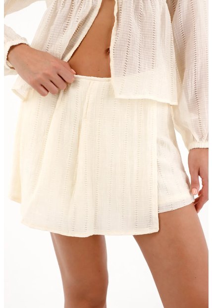 Topmark Falda Short Con Prenses Y Textura Crudo Para Mujer
