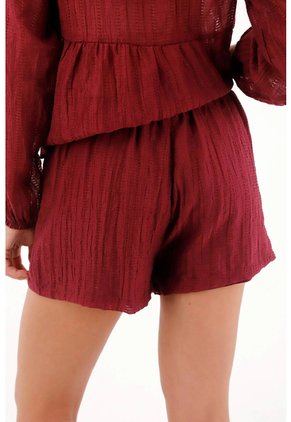Topmark Falda Short Con Prenses Y Textura Roja Para Mujer