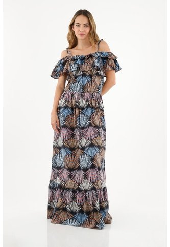 Topmark Vestido Estampado Con Boleros Decorativos Para Mujer topmark
