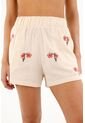 Bermuda Crudo Con Bordado De Flores Para Mujer de topmark