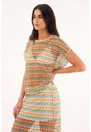 Topmark Camiseta Con Diseño En Malla Multicolor Para Mujer