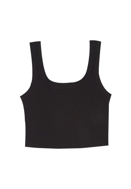 Topmark Camiseta Negra Manga Sisa Con Escote Cuadrado Para Mujer