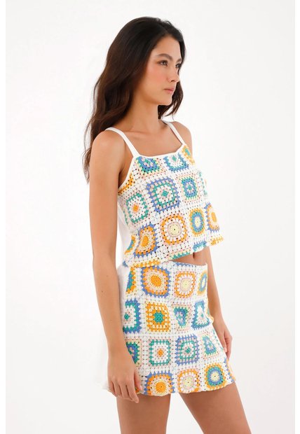 Topmark Camisa Crop En Tela Tejida Para Mujer