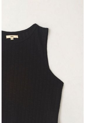 Topmark Camiseta Manga Sisa Tejida Negra Para Mujer