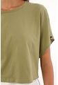 Camiseta Crop Amplia Verde Para Mujer de topmark