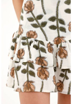 Topmark Falda Corta Con Estampado De Flores Con Cuello Marcado Para Mujer