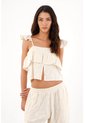 Topmark Camisa Crop Con Boleros Crudo Para Mujer de topmark