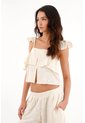 Topmark Camisa Crop Con Boleros Crudo Para Mujer de topmark