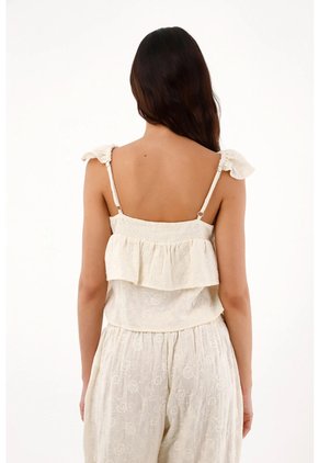 Topmark Camisa Crop Con Boleros Crudo Para Mujer