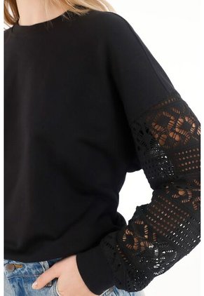 Topmark Buzo Con Diseño Tejido En Mangas Negro Para Mujer