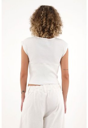 Topmark Camiseta En Rib Con Fajón Ajustado Crudo Para Mujer