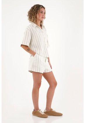 Topmark Short Con Estampado A Rayas Verdes Con Detalle Frontal Para Mujer