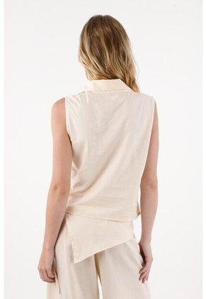 Topmark Chaleco En Lino Con Botones Para Mujer