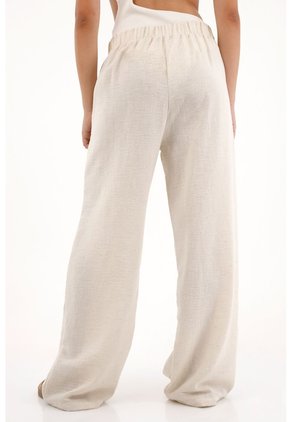 Pantalón Con Textura Bota Recta Crudo Para Mujer