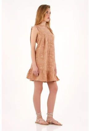 Topmark Vestido Corto Café De Tiras Y Bolero En Ruedo Para Mujer