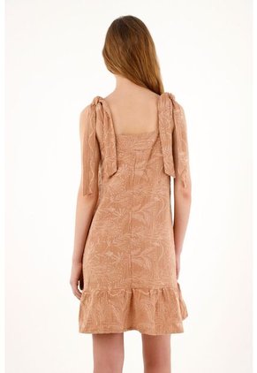 Topmark Vestido Corto Café De Tiras Y Bolero En Ruedo Para Mujer