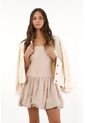 Topmark Vestido Corto De Silueta Globo Crudo Para Mujer de topmark