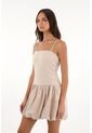 Topmark Vestido Corto De Silueta Globo Crudo Para Mujer de topmark