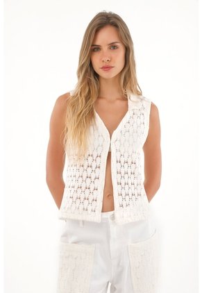 Topmark Chaleco Con Encaje Crudo Para Mujer