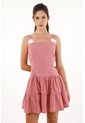 Vestido Corto Con Flores Tejidas Rosado Para Mujer de topmark